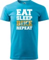 Koszulka dla rowerzysty z nadrukiem Eat Sleep Bike Repeat kolor turkusowy