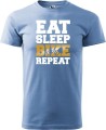 Koszulka dla rowerzysty z nadrukiem Eat Sleep Bike Repeat kolor błękitny