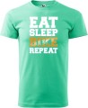 Koszulka dla rowerzysty z nadrukiem Eat Sleep Bike Repeat kolor miętowy