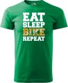 Koszulka dla rowerzysty z nadrukiem Eat Sleep Bike Repeat kolor zieleń trawy