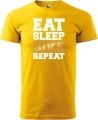 Koszulka dla rowerzysty z nadrukiem Eat Sleep Bike Repeat kolor żółty