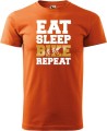 Koszulka dla rowerzysty z nadrukiem Eat Sleep Bike Repeat kolor pomarańczowy