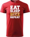 Koszulka dla rowerzysty z nadrukiem Eat Sleep Bike Repeat kolor czerwony