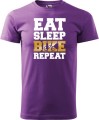 Koszulka dla rowerzysty z nadrukiem Eat Sleep Bike Repeat kolor fioletowy