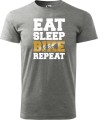 Koszulka dla rowerzysty z nadrukiem Eat Sleep Bike Repeat kolor szary