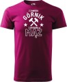 Koszulka dla Górnika z nadrukiem z Zawodu Górnik z Wyboru Mąż kolor fuksja