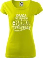 Koszulka kawa z nadrukiem Praca nie ucieknie a kawa wystygnie damska kolor limonkowy