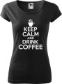 Koszulka kawa ze śmiesznym napisem Keep Calm and drink coffee kolor czarny
