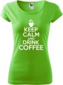Koszulka kawa ze śmiesznym napisem Keep Calm and drink coffee kolor green apple