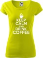 Koszulka kawa ze śmiesznym napisem Keep Calm and drink coffee kolor limonkowy