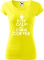 Koszulka kawa ze śmiesznym napisem Keep Calm and drink coffee kolor cytrynowy