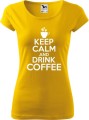 Koszulka kawa ze śmiesznym napisem Keep Calm and drink coffee kolor żółty