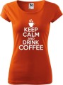Koszulka kawa ze śmiesznym napisem Keep Calm and drink coffee kolor pomarańczowy