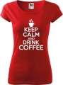 Koszulka kawa ze śmiesznym napisem Keep Calm and drink coffee kolor czerwony