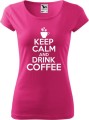 Koszulka kawa ze śmiesznym napisem Keep Calm and drink coffee kolor malinowy