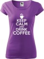 Koszulka kawa ze śmiesznym napisem Keep Calm and drink coffee kolor fioletowy