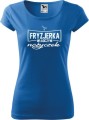prezent dla fryzjerki koszulka dla fryzjerki z nadrukiem kolor lazurowy