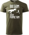 Koszulka prezent dla biegacza z nadrukiem Biegam odkąd pamiętam kolor militarny