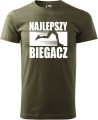 Koszulka dla biegacza na prezent z nadrukiem Najlepszy Biegacz kolor militarny