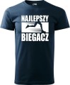 Koszulka dla biegacza na prezent z nadrukiem Najlepszy Biegacz kolor granatowy