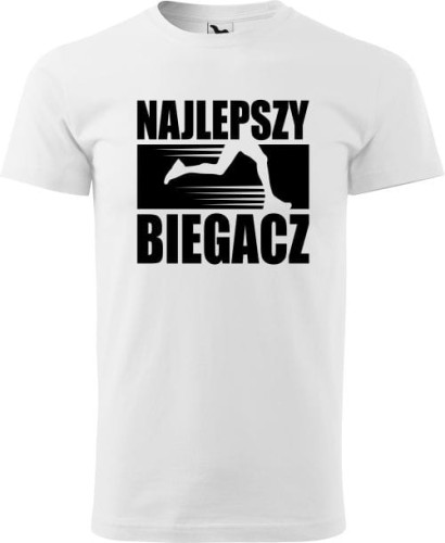 Koszulka dla biegacza na prezent z nadrukiem Najlepszy Biegacz kolor biały