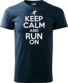 Koszulka dla biegacza z nadrukiem Keep Calm and Run On kolor granatowy