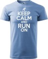 Koszulka dla biegacza z nadrukiem Keep Calm and Run On kolor błękit