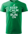 Koszulka dla biegacza z nadrukiem Keep Calm and Run On kolor zieleń trawy