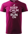 Koszulka dla biegacza z nadrukiem Keep Calm and Run On kolor malinowy