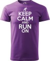 Koszulka dla biegacza z nadrukiem Keep Calm and Run On kolor fioletowy