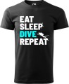 Koszulka dla nurka Eat Sleep Dive Repeat kolor czarny