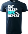 Koszulka dla nurka Eat Sleep Dive Repeat kolor granatowy