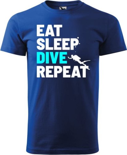 Koszulka dla nurka Eat Sleep Dive Repeat kolor chabrowy
