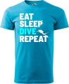 Koszulka dla nurka Eat Sleep Dive Repeat kolor turkusowy