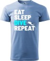 Koszulka dla nurka Eat Sleep Dive Repeat kolor błękitny