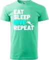 Koszulka dla nurka Eat Sleep Dive Repeat kolor miętowy