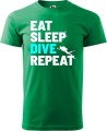 Koszulka dla nurka Eat Sleep Dive Repeat kolor zieleń trawy