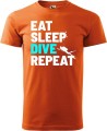 Koszulka dla nurka Eat Sleep Dive Repeat kolor pomarańczowy