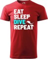 Koszulka dla nurka Eat Sleep Dive Repeat kolor czerwony