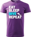 Koszulka dla nurka Eat Sleep Dive Repeat kolor fioletowy