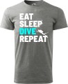 Koszulka dla nurka Eat Sleep Dive Repeat kolor szary