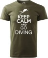 Koszulka dla nurka z napisem Keep calm and go diving bawełna kolor militarny