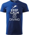 Koszulka dla nurka z napisem Keep calm and go diving bawełna kolor chabrowy