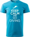 Koszulka dla nurka z napisem Keep calm and go diving bawełna kolor turkusowy