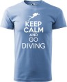 Koszulka dla nurka z napisem Keep calm and go diving bawełna kolor błękitny