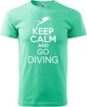 Koszulka dla nurka z napisem Keep calm and go diving bawełna kolor miętowy