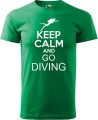 Koszulka dla nurka z napisem Keep calm and go diving bawełna kolor zieleń trawy
