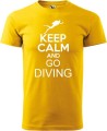Koszulka dla nurka z napisem Keep calm and go diving bawełna kolor żółty