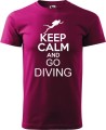 Koszulka dla nurka z napisem Keep calm and go diving bawełna kolor malinowy