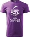 Koszulka dla nurka z napisem Keep calm and go diving bawełna kolor fioletowy